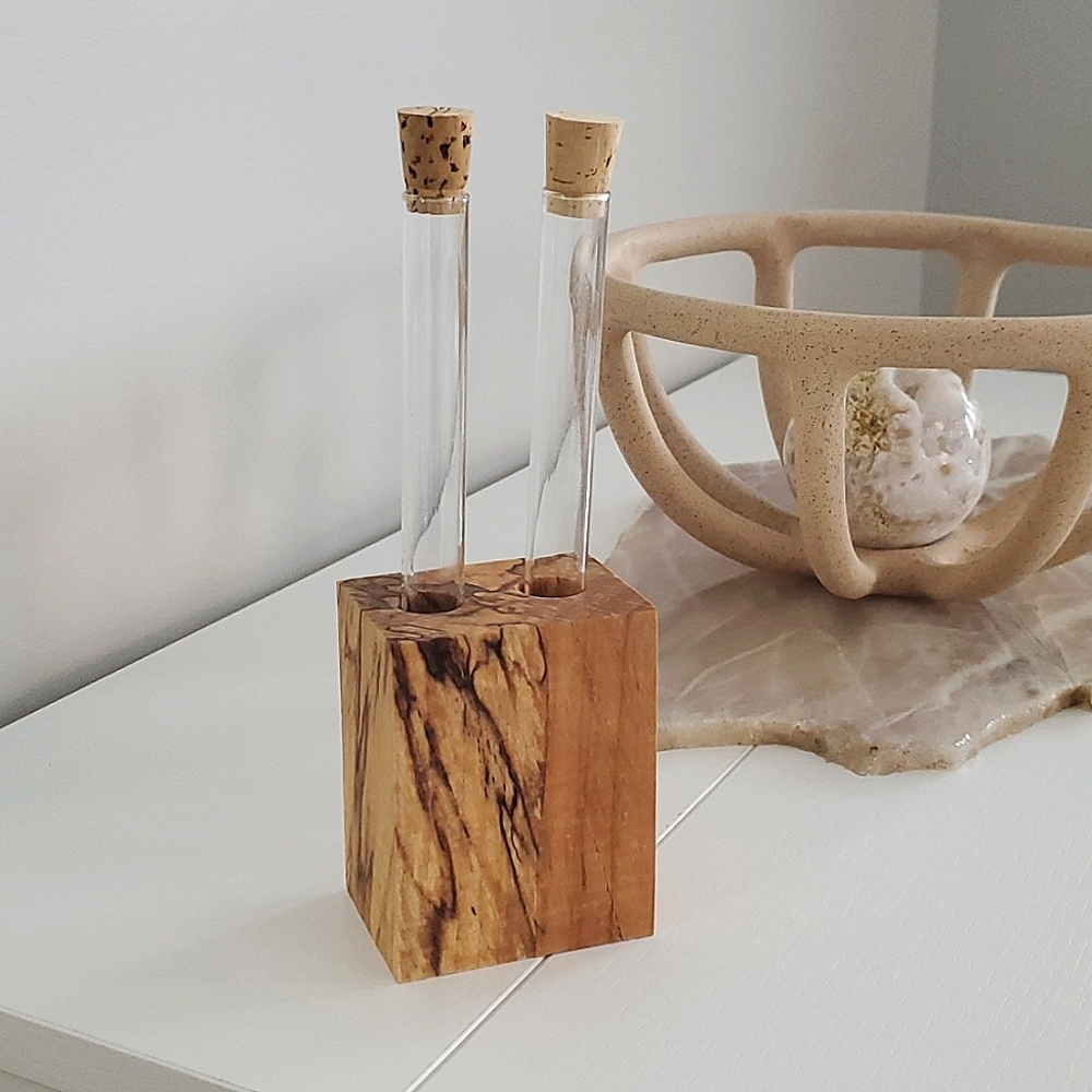 Wooden Salt and Pepper Table Vials